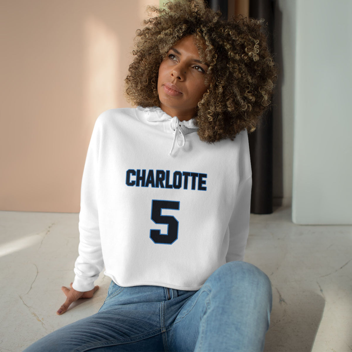 Charlotte Lacrosse Number 5 Crop Hoodie