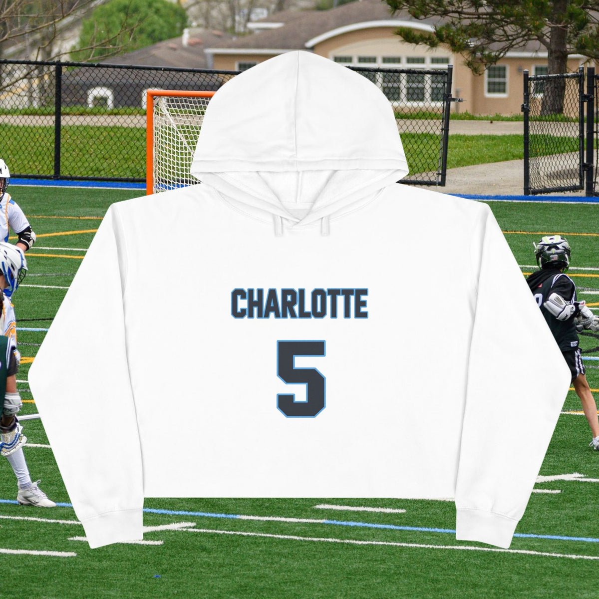 Charlotte Lacrosse Number 5 Crop Hoodie